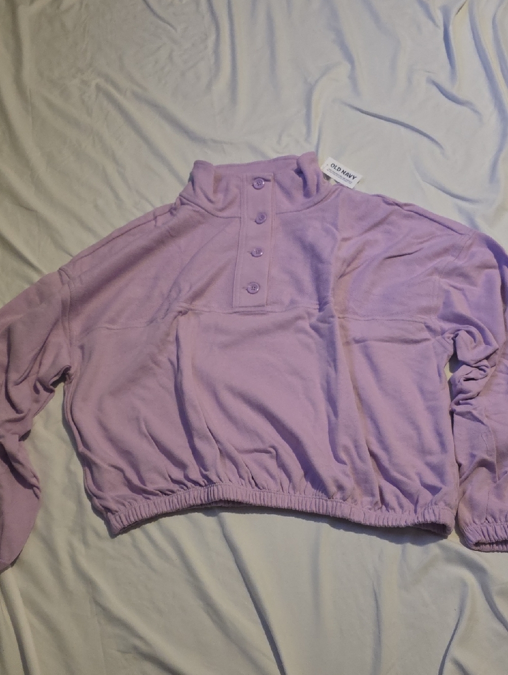 Old Navy Lavender Button-Up Mock Neck Pullover Sweater